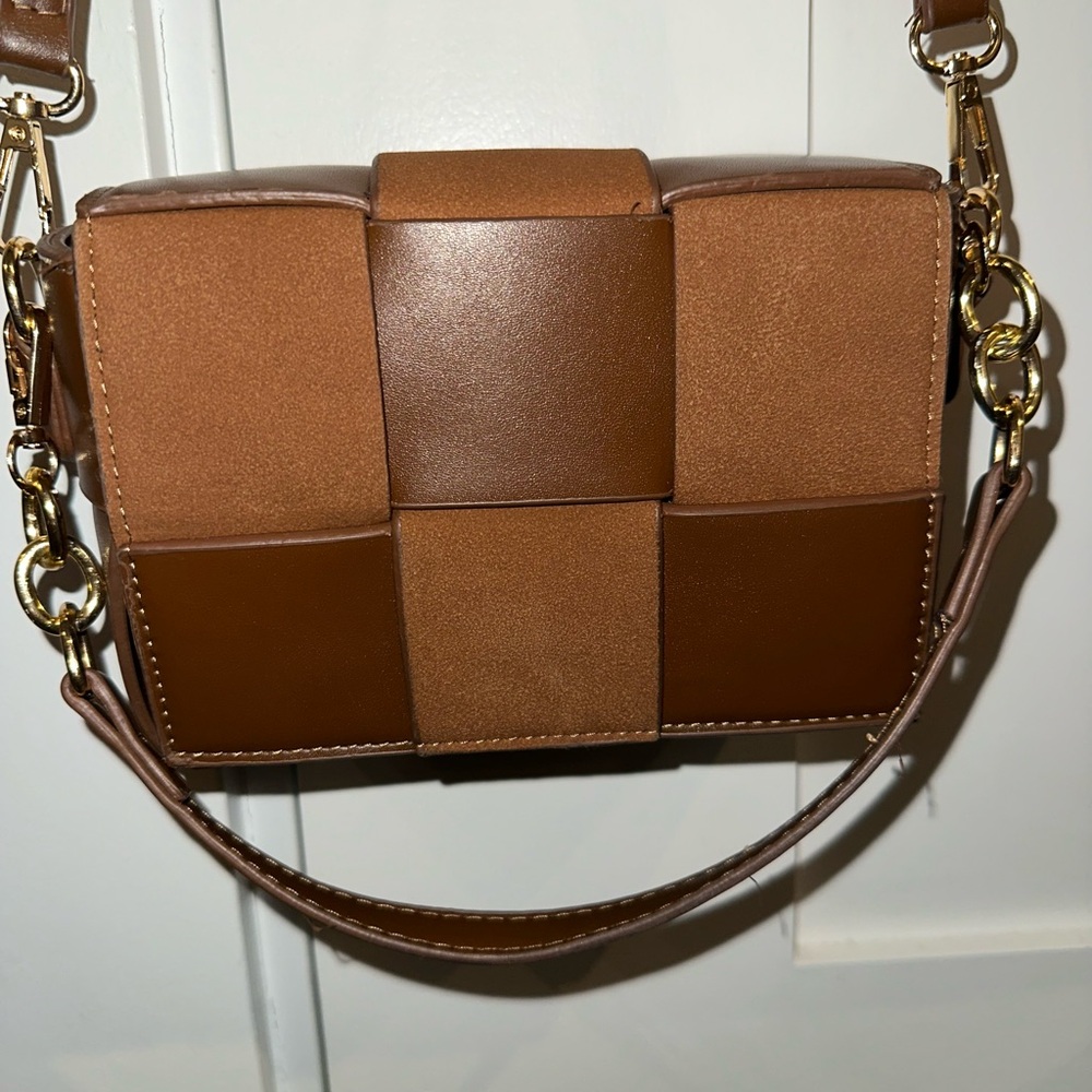 Brown Woven Crossbody Bag
